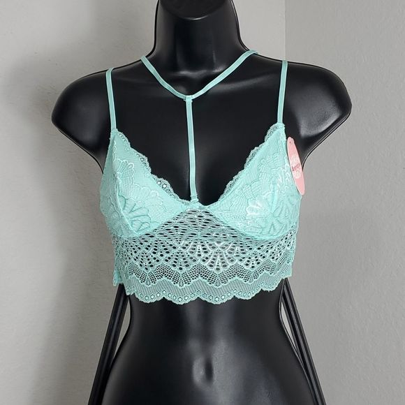 (Lot of 3) Delicate Nude Longline Lace "Choker" Bralette Size Medium/Large - Picture 3 of 7